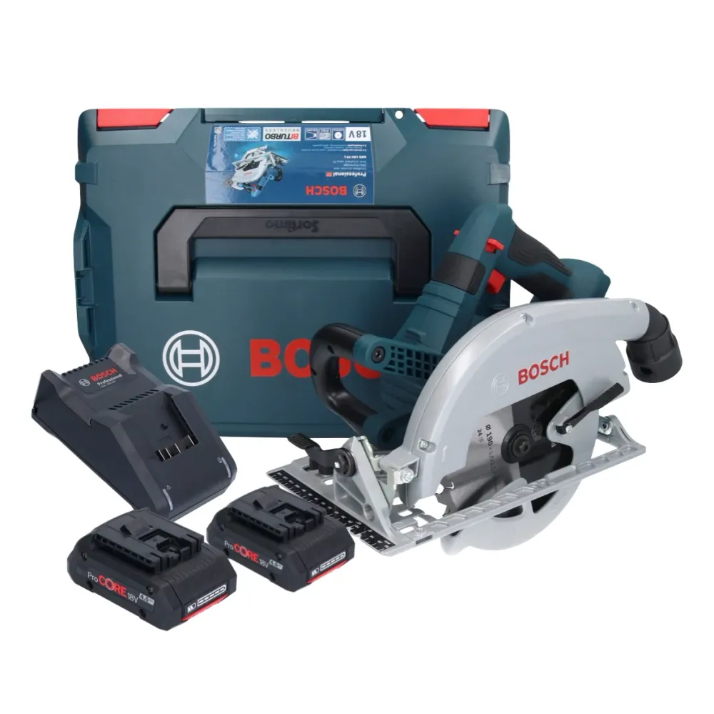 Bosch GKS 18V-70 L akumulatorowa pilarka tarczowa 18 V bezszczotkowa 190 mm BITURBO + 2x akumulator ProCORE 4,0 Ah + ładow...