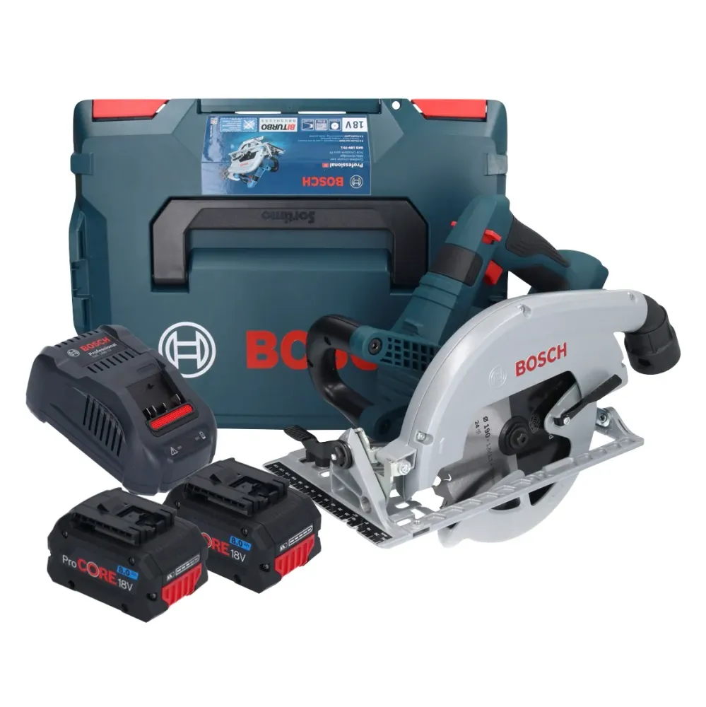 Bosch GKS 18V-70 L akumulatorowa pilarka tarczowa 18 V bezszczotkowa 190 mm BITURBO + 2x akumulator ProCORE 8,0 Ah + ładow...