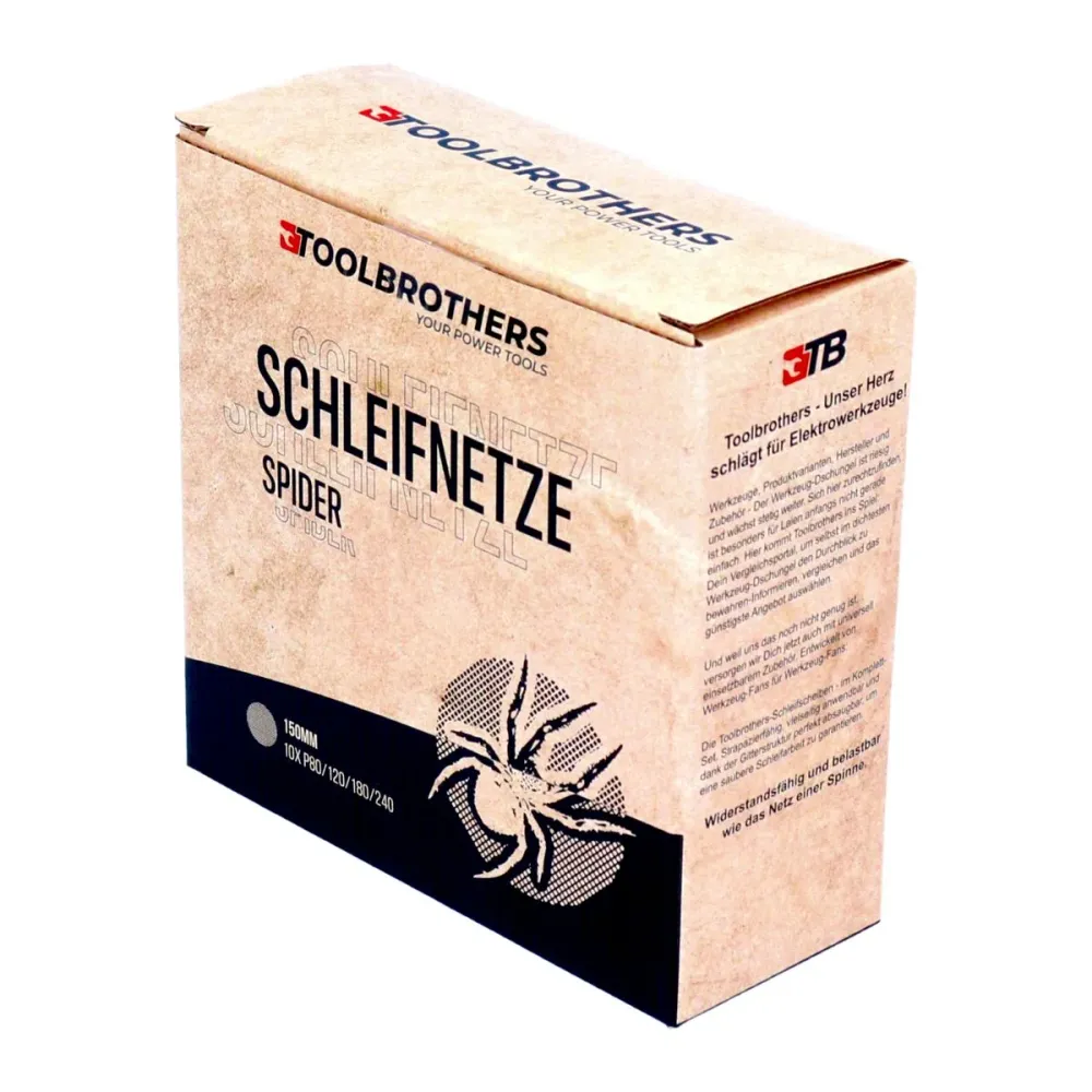 Toolbrothers SPIDER zestaw szlifierski siatka 150 mm rzep 10x P80 / P120 / P180 / 240 każdy do twardego drewna, miękkiego...
