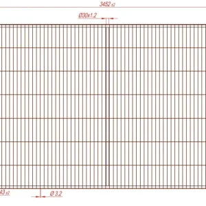 Ogrodzenie budowlane o gęstych oczkach ze wzmocnionymi narożnikami i rozpórką 345x200cm (Anticlimb, High Security) Profi P...