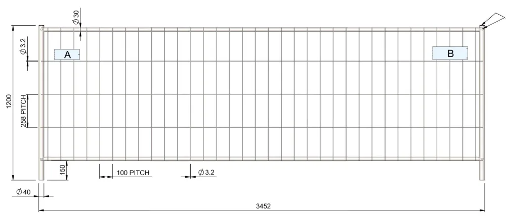 Ogrodzenie budowlane półwysokie 3,45 x 1,20m (Standard Premium)