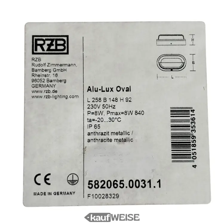 RZB Alu-Lux Owalna lampa ścienna i sufitowa LED | 582065.0031.1