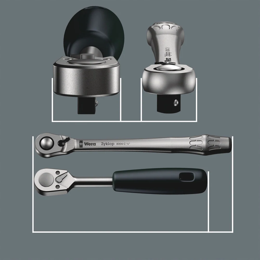 Zestaw kluczy nasadowych i bitów + grzechotka pokrętło Zyklop 3/8" 8100 SB 8 | 05004048001