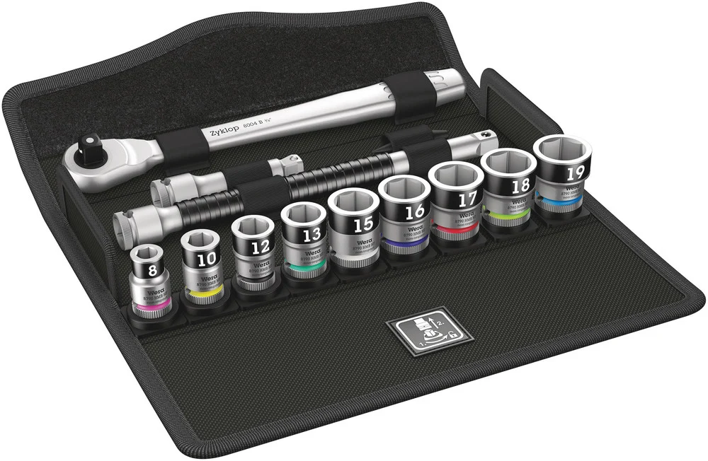 Zestaw kluczy nasadowych z grzechotką 3/8" 8-19mm z funkcją przytrzymywania 8100 SB HF 1 | 05003785001
