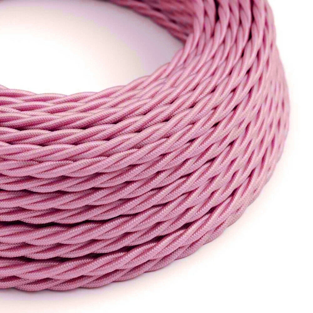 1m/5m/10m 2 Core Twisted Electric Cable Shiny Pink Color Fabric~3011