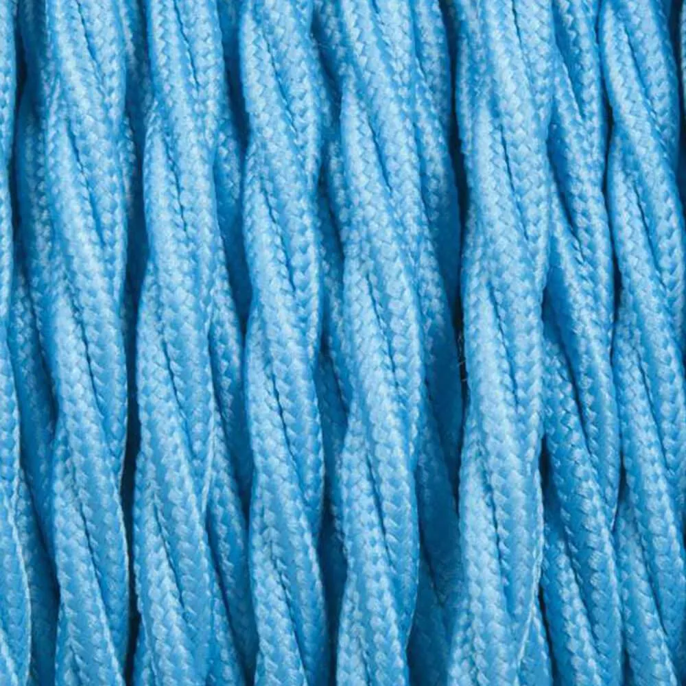 1m/5m/10m 2 Core Twisted Electric Cable Light Blue Color Fabric~3021 LEDSone UK Ltd