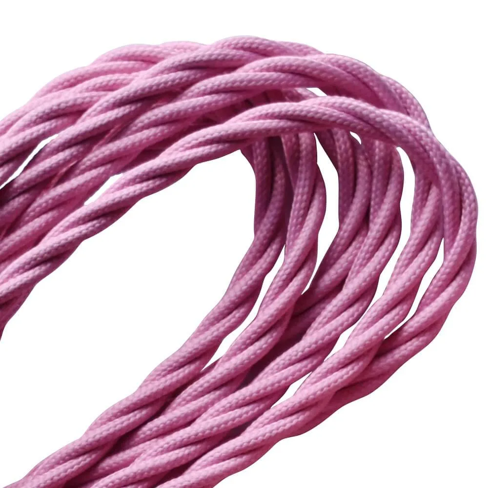 1m/5m/10m 2 Core Twisted Electric Cable Pink Color Fabric~3015 LEDSone UK Ltd