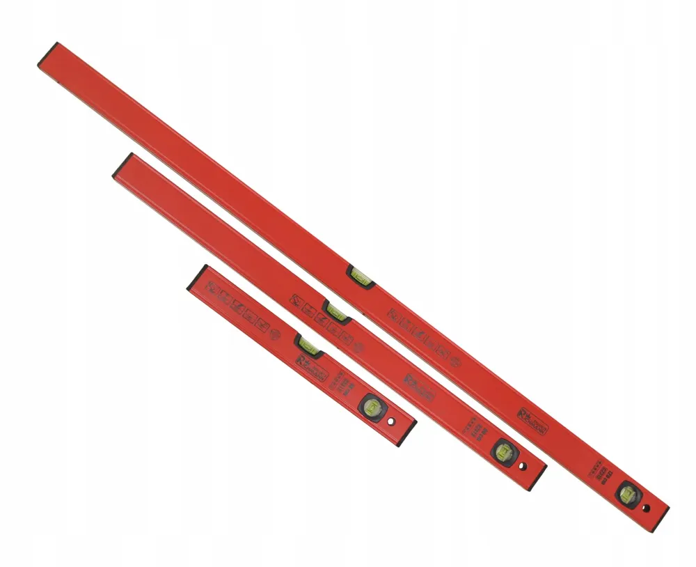 ZESTAW POZIOMIC CZERWONYCH ALUMINIOWYCH 40-120CM 3SZT.