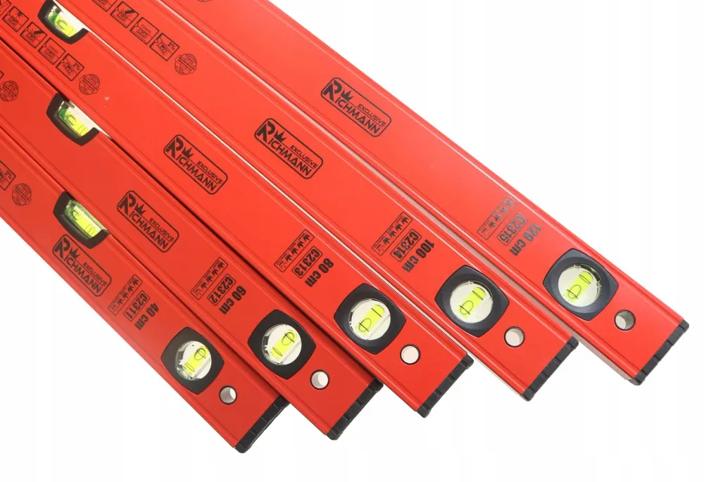 ZESTAW POZIOMIC CZERWONYCH Z ALUMINIUM 5SZT. 40CM-120CM