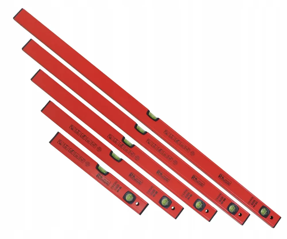 ZESTAW POZIOMIC CZERWONYCH Z ALUMINIUM 5SZT. 40CM-120CM