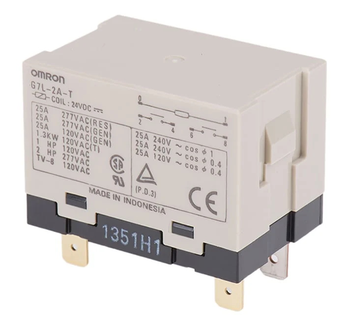 Przekaźnik Omron 24V DC Cewka 25A DPST Montaż panelowy G7L-2A-T DC24
