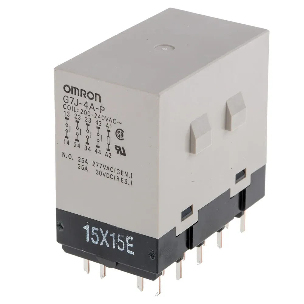 Przekaźnik Omron 4PST-NO 240V AC 25A do montażu na płytce drukowanej G7J-4A-P AC200/240