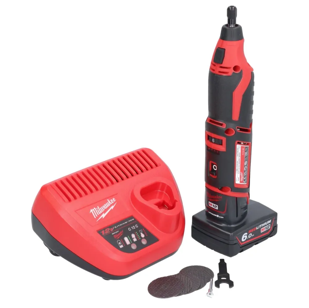 Milwaukee C12 RT-601 akumulatorowe narzędzie obrotowe 12 V + 1x akumulator 6,0 Ah + ładowarka