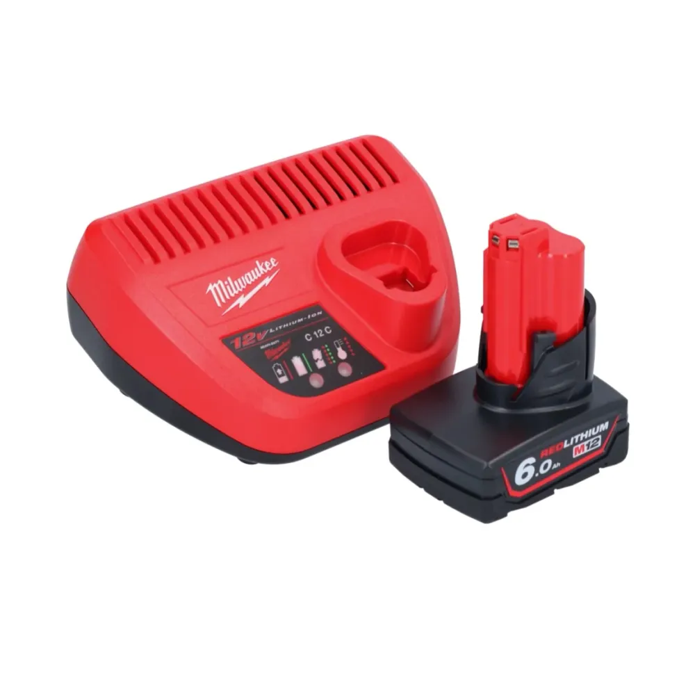 Milwaukee C12 RT-601 akumulatorowe narzędzie obrotowe 12 V + 1x akumulator 6,0 Ah + ładowarka