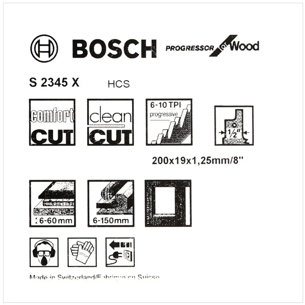 Bosch 5 brzeszczotów szablastych 200 mm Progressor do drewna S 2345 X / S2345X ( 2608654404 ) Bosch Professional