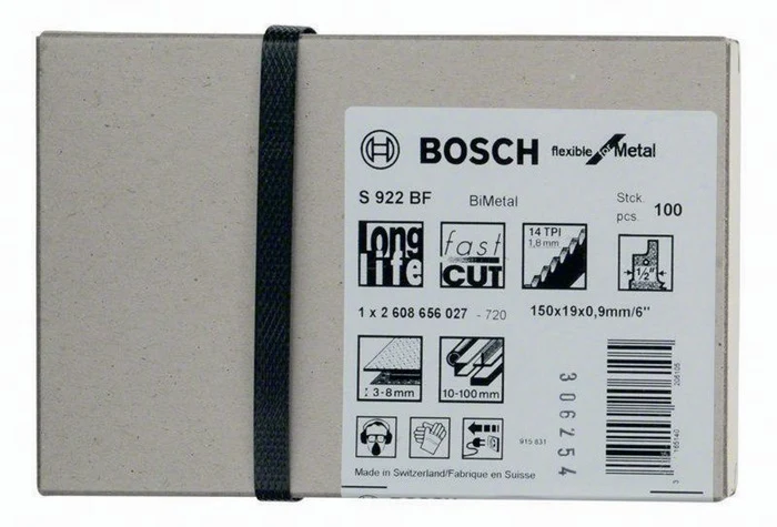 Brzeszczot do piły szablastej Bosch S 922 BF ( 8000343778 ) długość 150 mm szerokość 19 mm zestaw, frezowany