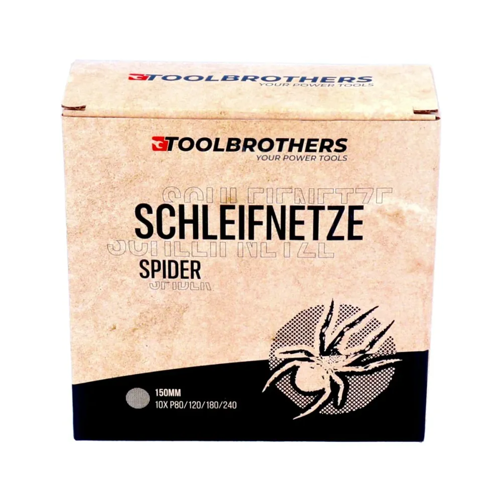 Zestaw szlifierski Toolbrothers SPIDER siatka 150 mm 4 opakowania 160x siatka ścierna rzep 40x P80 / P120 / P180 / 240 każ...