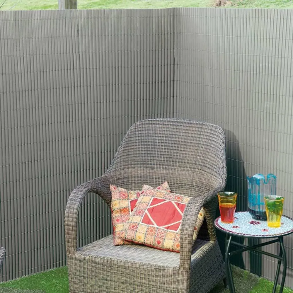 Nature Tuinscherm dubbelzijdig 1x3 m PVC grijs
