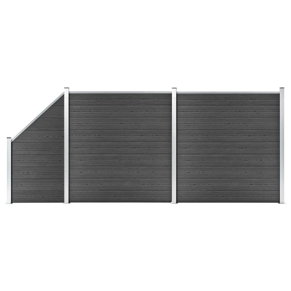 Schuttingpanelenset 446x(105-186) cm HKC zwart