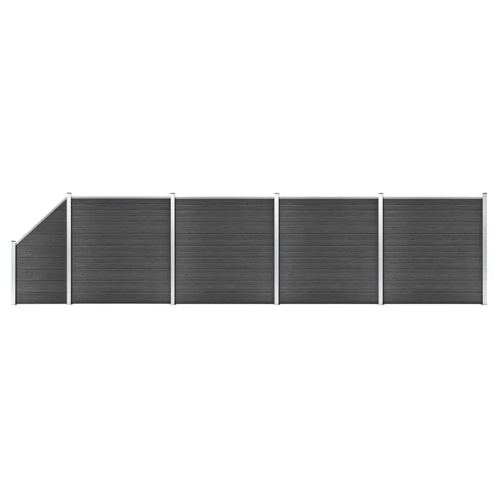 Schuttingpanelenset 792x(105-186) cm HKC zwart