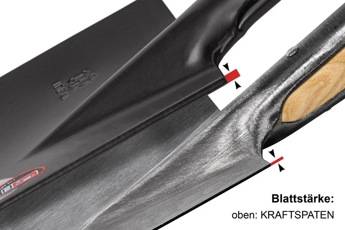 Szpadel Ideal Power ( 4000818493 ) o wymiarach 280 x 190 / 180 mm 2 Stalowy uchwyt rurowy z gałką z twardego drewna