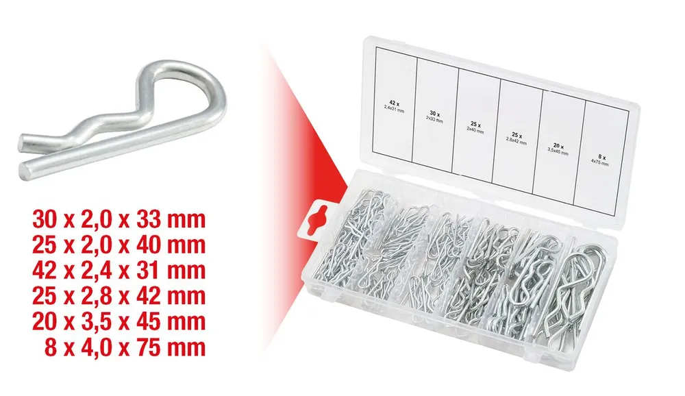 KS TOOLS Sortiment Federsplinte, 1,8x33 - 3,9x75, 150-tlg ( 970.0060 )