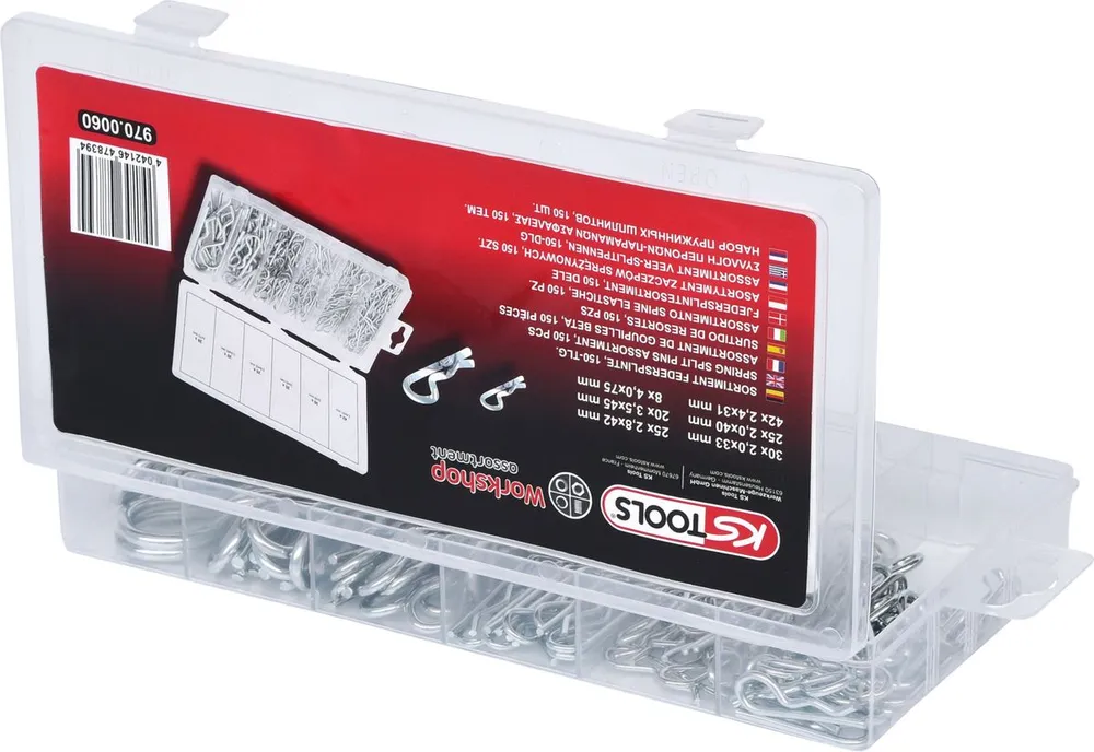 KS TOOLS Sortiment Federsplinte, 1,8x33 - 3,9x75, 150-tlg ( 970.0060 )