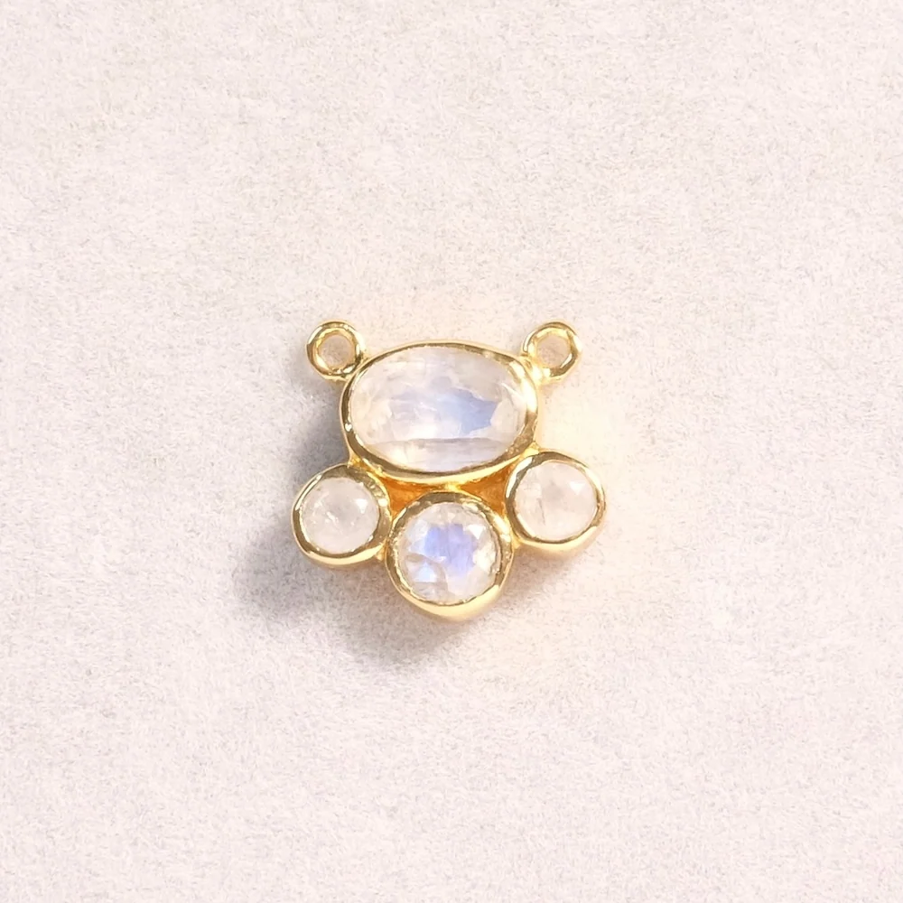 Zawieszka łącznik 4 kamienie Złocony kamień księżycowy 18K Premium (1 mikron)