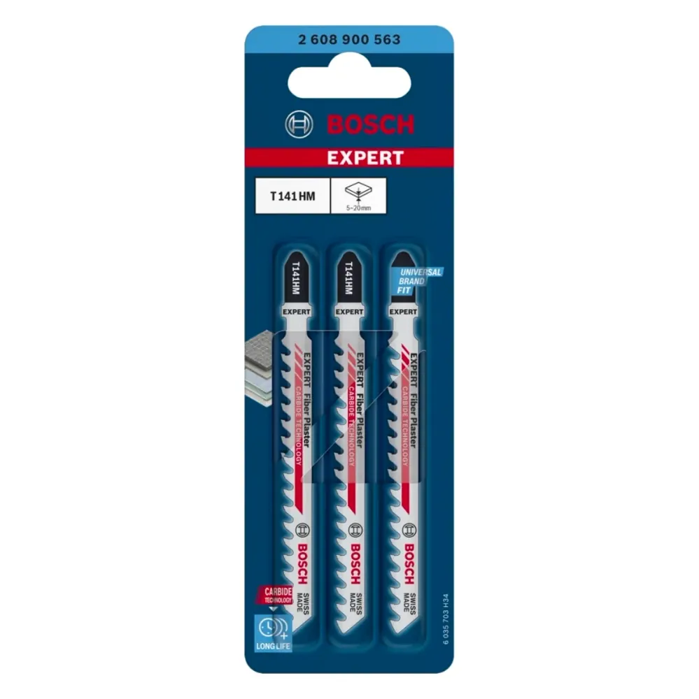 Brzeszczot do wyrzynarki Bosch EXPERT Fibre Plaster T 141 TCT 100 mm 3 szt. ( 2608900563 ) Carbide Technology Bosch Profes...