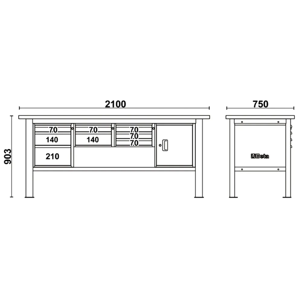 Beta C58BC-X2,1 8CA czarny stół warsztatowy