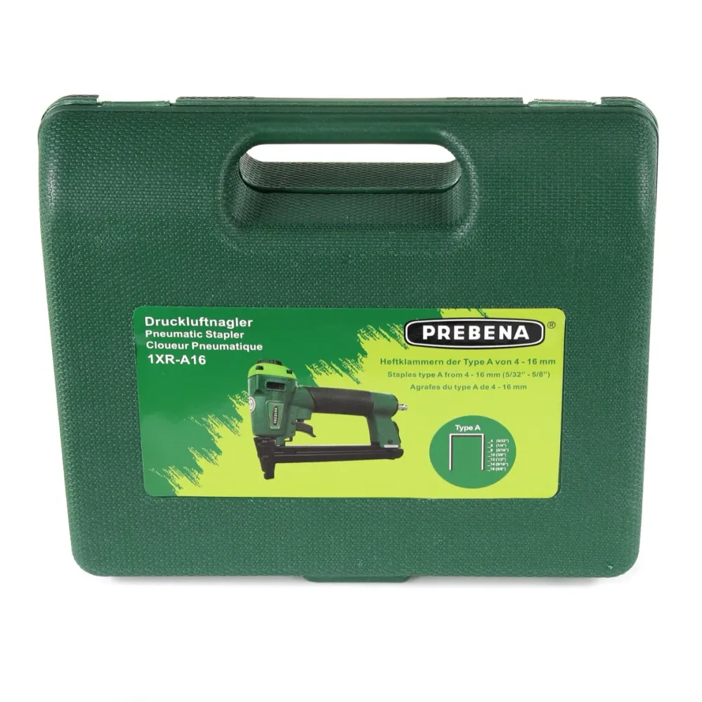 Gwoździarka pneumatyczna Prebena 1XR-A16 w walizce transportowej + -BOX 9000 zszywek / Zszywki