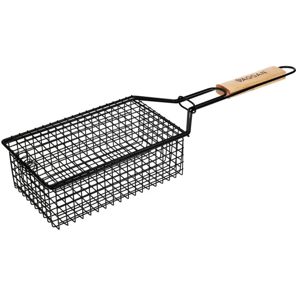 Ruszt do grilla ze stali nierdzewnej BBQ z uchwytem z drewna, 49 cm