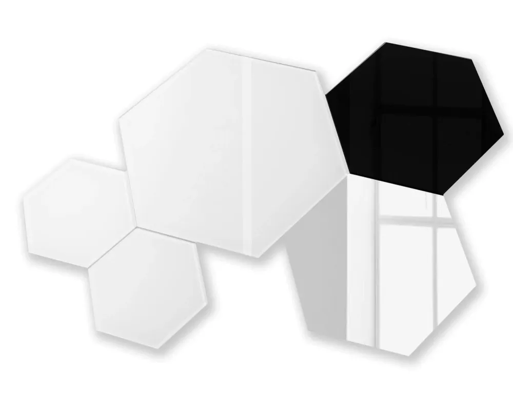 Szklany panel ścienny heksagon czarny MIDI