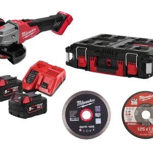 Milwaukee M18 Fuel FSAG125 Szlifierka kątowa bezprzewodowa 125mm, bezszczotkowa, 2 akumulatory
