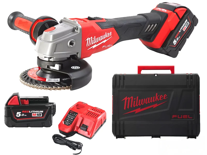 Milwaukee Szlifierka kątowa M18 Fuel FSAG125XB 125mm bezszczotkowa z 2 akumulatorami 5Ah