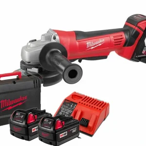 Szlifierka kątowa Milwaukee 115mm M18 akumulatorowa, zestaw akumulatorów Li-ion 18V