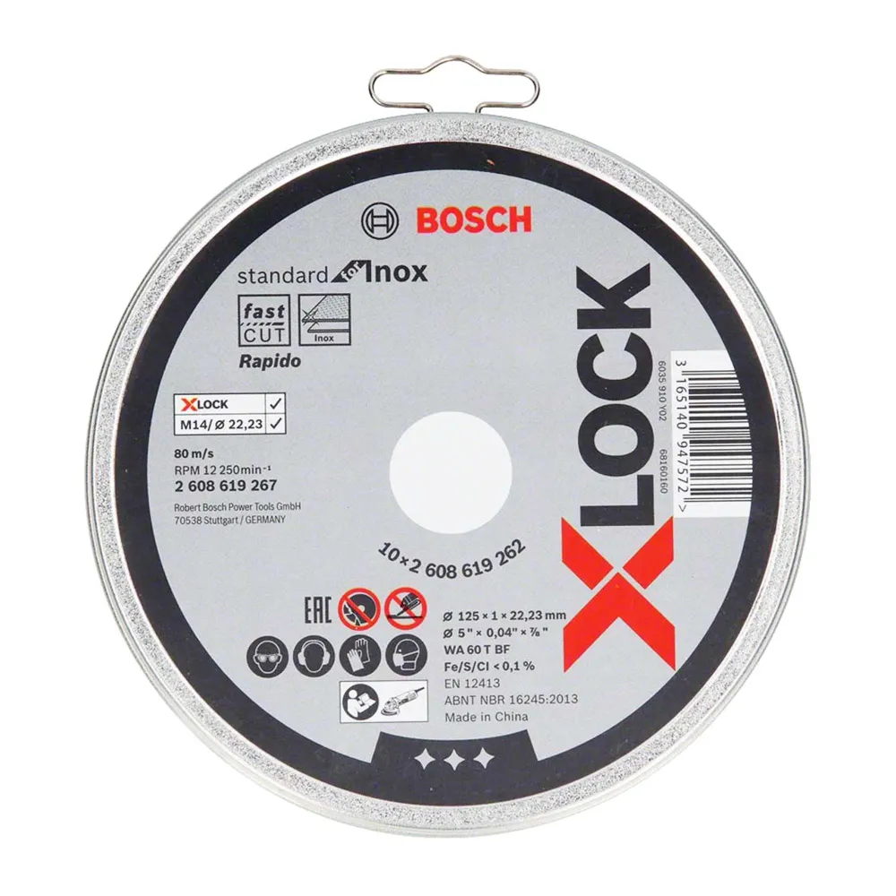 Tarcza ze stali nierdzewnej Bosch X-LOCK 125 mm 10 szt.