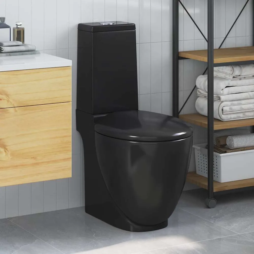 Toilet rond afvoer onder keramiek zwart
