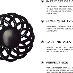 Black Birdcage Cupboard Drawer Door Knob Pull Iron 35mm~2417