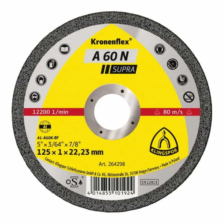 KLINGSPOR tarcza tnąca 60 N Supra D125x1mm prosta ( 8000353805 )