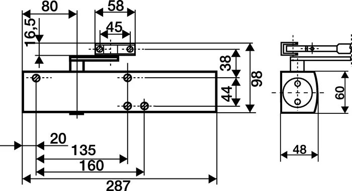 Samozamykacz nożycowy GEZE TS 4000 ( 3000255073 ) srebrny EN 1-6