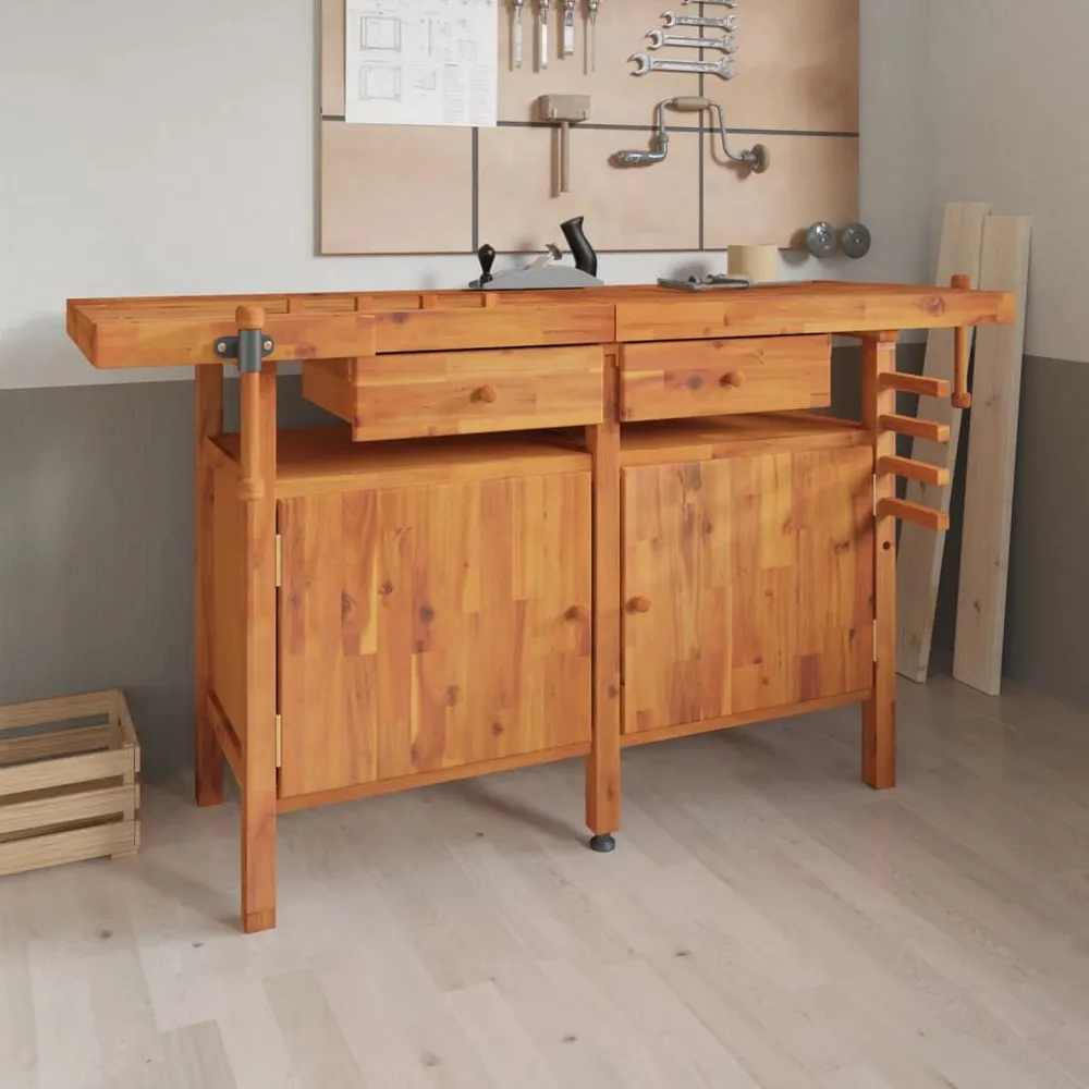Werkbank met lades en bankschroeven 162x62x83 cm acaciahout