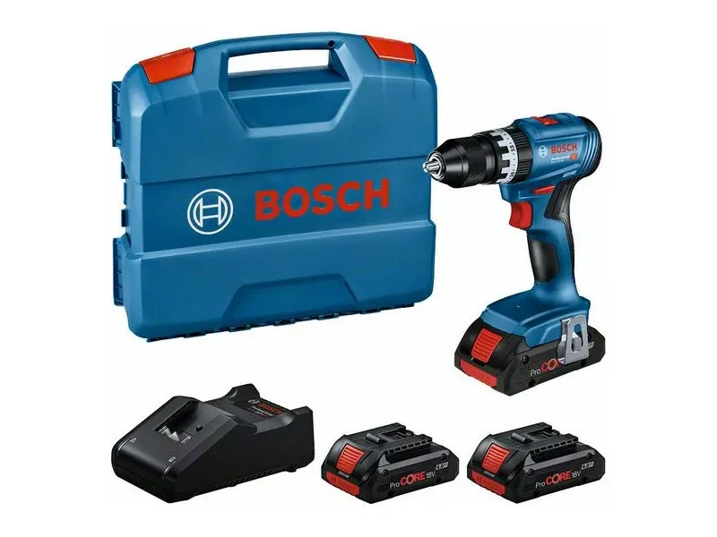 Bosch Professional akumulatorowa wiertarko-wkrętarka udarowa GSB 18V-45 z akumulatorami