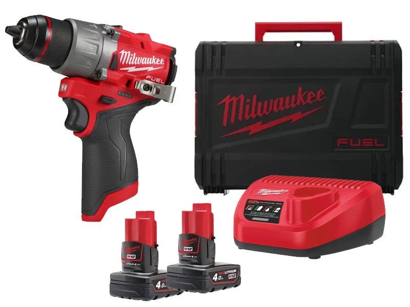 Milwaukee M12 Fuel FDD2 Wiertarko-wkrętarka 45Nm z 2 akumulatorami kompletny zestaw