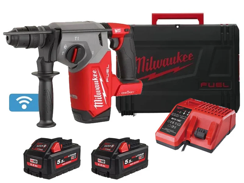 Młotowiertarka akumulatorowa Milwaukee M18 Fuel ONEFHX SDS-Plus One-Key AVS Zestaw