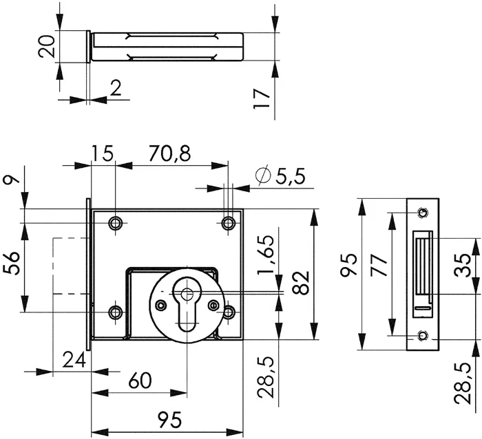 AMF Bolt lock 49 DIN lewy / prawy PZ ( 3311021042 )