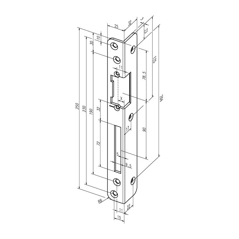 ASSA ABLOY kątowa płytka uderzeniowa 069 Grubość 3 mm ( 3324034025 )